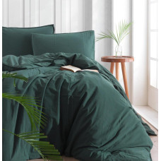 Комплект постільної білизни SoundSleep Stonewash Adriatic Dark Green зелений полуторний (92847002)