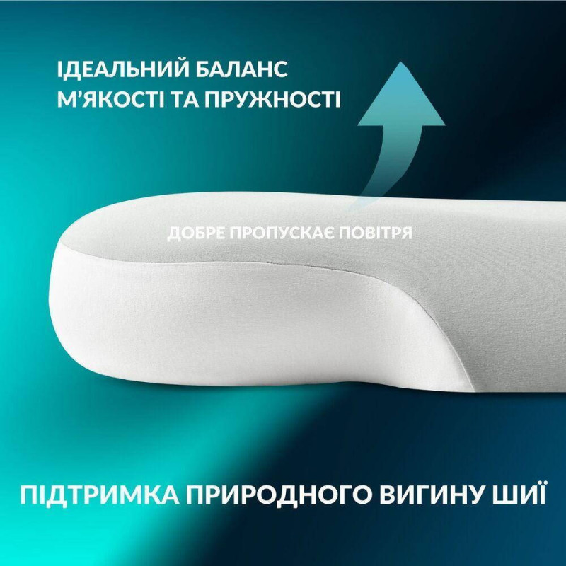 Подушка ортопедична CloudTherapy 65х40х10 см IDEIA анатомічна з ефектом пам'яті для сну на боці, спині та