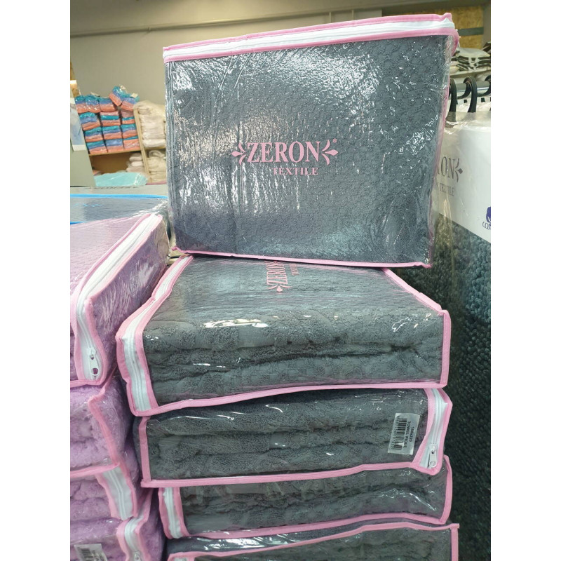 Махрове простирадло бавовна 200х220 (TM Zeron) 470 г/м2 Антрацит, Туреччина