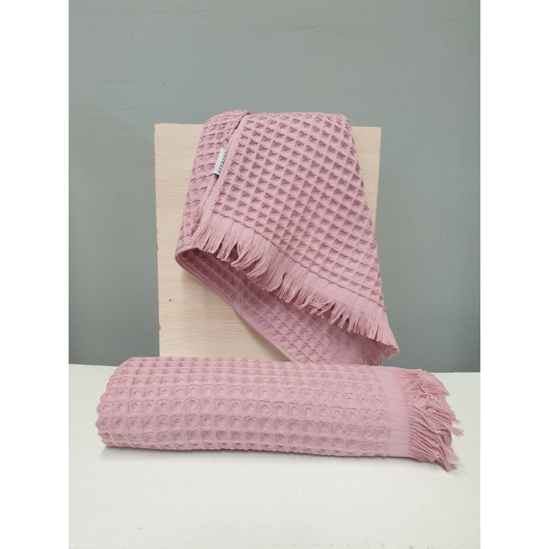 Набір вафельних рушників 50*90 (1 шт.) та 75*150 (1 шт.) щільність 400 г/м2 TM ZERON Gul kurusu