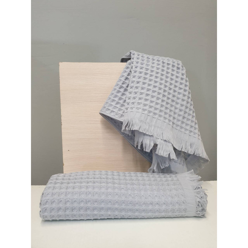 Набір вафельних рушників 50*90 (1 шт.) та 75*150 (1 шт.) щільність 400 г/м2 TM ZERON Gri