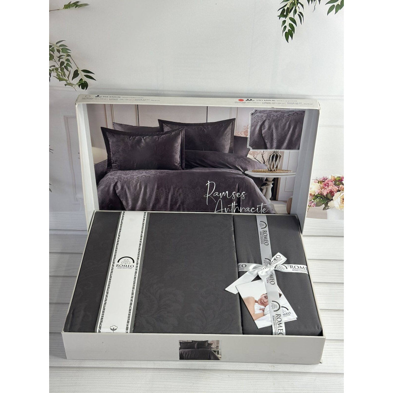 Жакардова постіль Ramses Grey євро Romeo Home