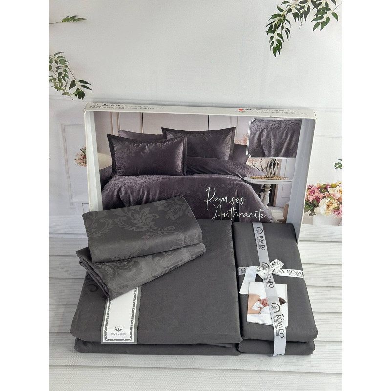 Жакардова постіль Ramses Grey євро Romeo Home