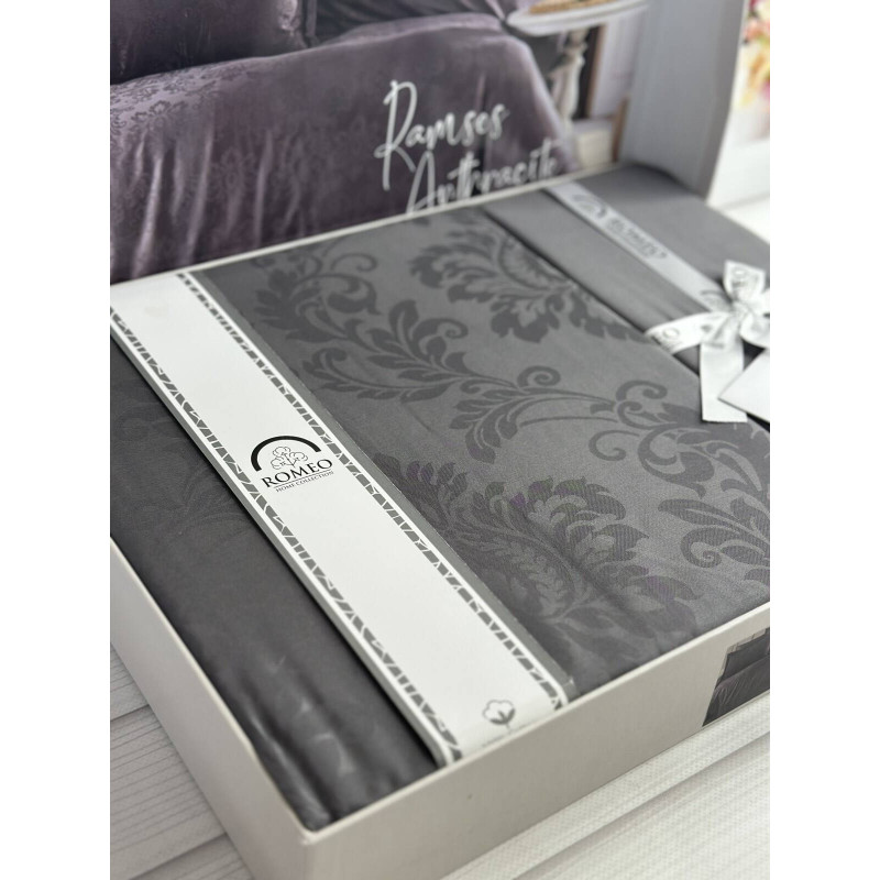 Жакардова постіль Ramses Grey євро Romeo Home
