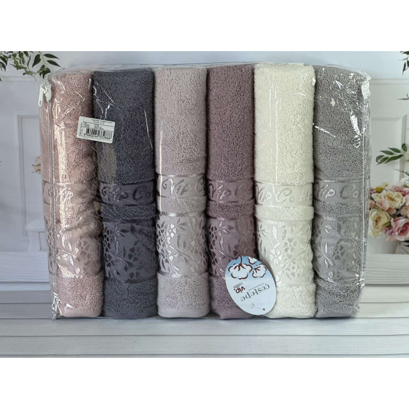 Махрові рушники Vip cotton Buket 50х90 см, набір 6 шт