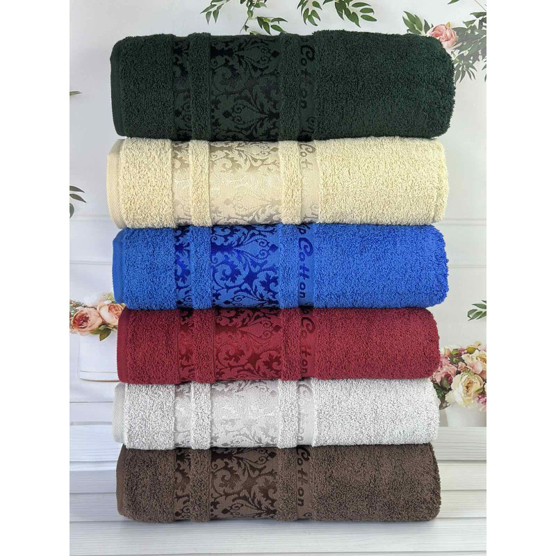 Махрові рушники Vip cotton Hayal 50х90, набір 6 шт