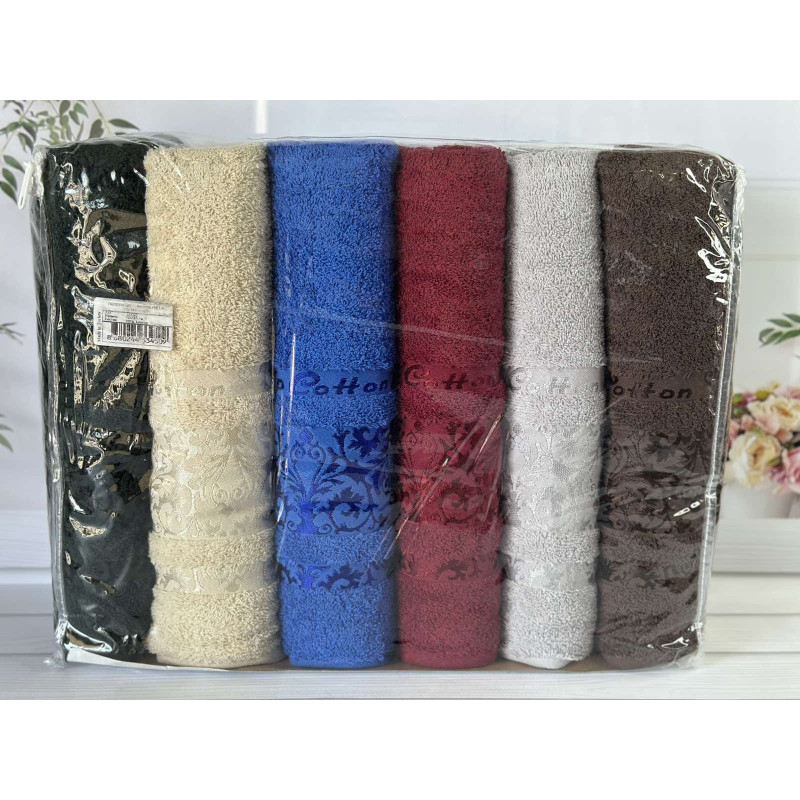 Махрові рушники Vip cotton Hayal 50х90, набір 6 шт