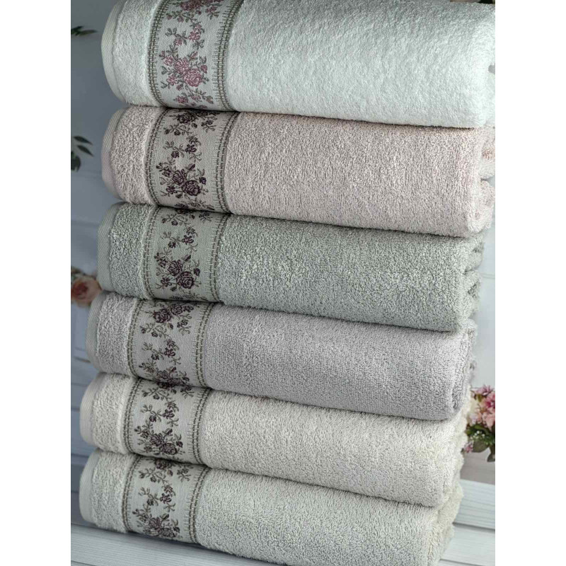 Махрові рушники Vip cotton Ronesans 50х90 (набір 6 шт)