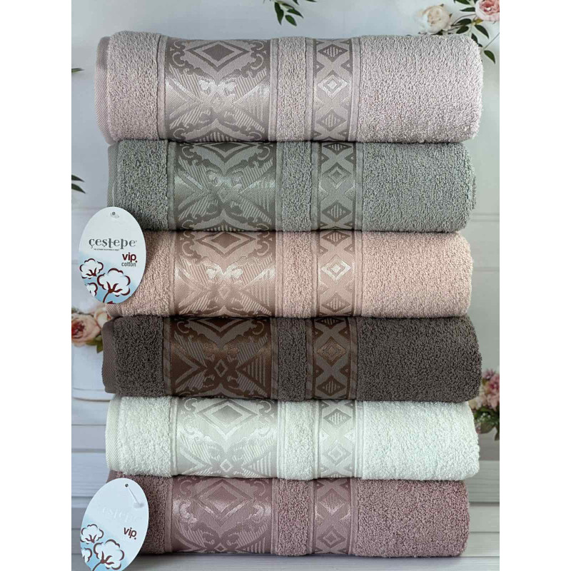 Махрові рушники Vip cotton Falfa 70х140 см, набір 6 шт