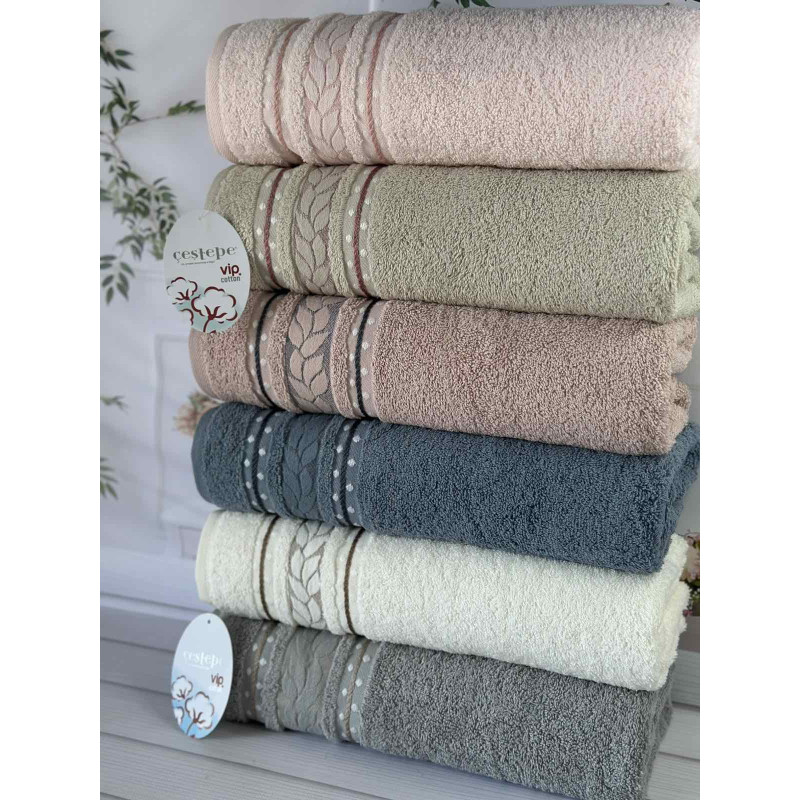 Махрові рушники Vip cotton Filiz 70х140 (набір 6 шт)