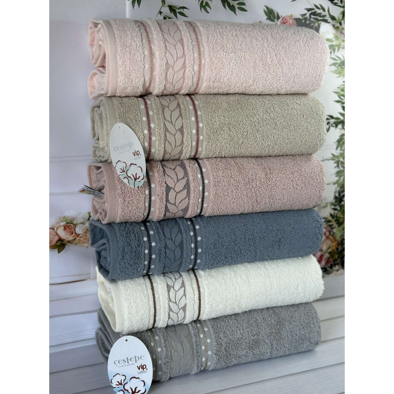 Махрові рушники Vip cotton Filiz 70х140 (набір 6 шт)