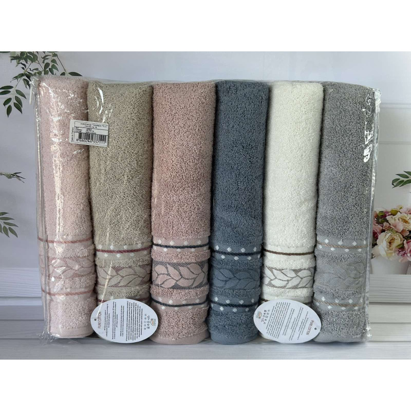 Махрові рушники Vip cotton Filiz 70х140 (набір 6 шт)