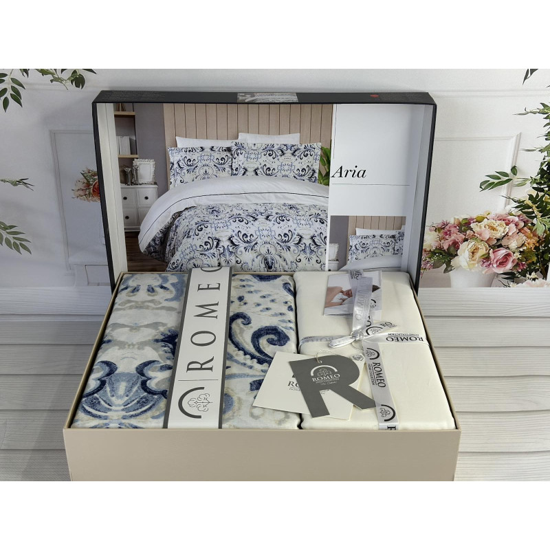 Сатинова постільна білизна Aria Євро Romeo home