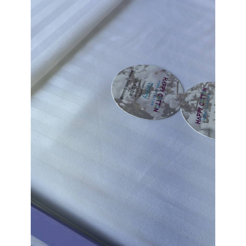 Євро розмір. Постільна білизна. Однотонний в полоску (страйп) Поликотон. Happy cotton Туреччина 05 (77338)