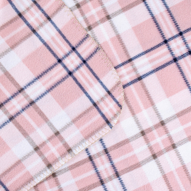 Плед флісовий полар "Клітинка" рожево-білий 160х220 184783
