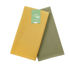 Набір вафельних кухонних рушників (2шт.) Home Line (світла охра/авокадо) 40х60 183562
