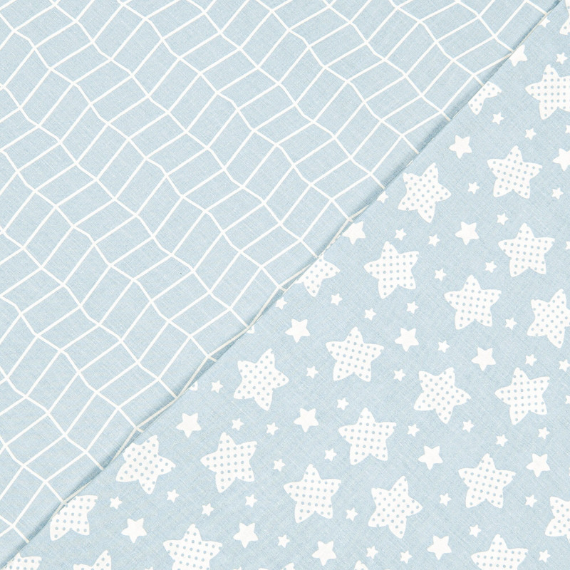 Дитячий комплект постільної білизни “ЗОРІ В ГОРОХ/ПАРКЕТ” (світло-блакитний) 183207