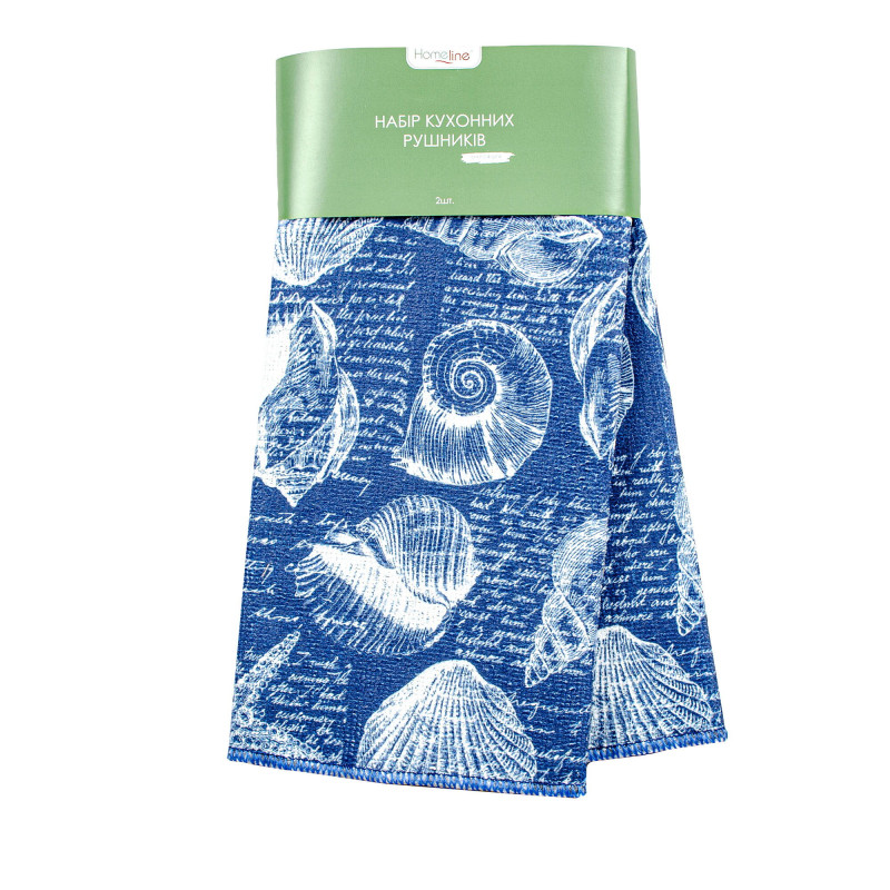 Набір кухонних рушників з мікрофібри "Мушлі" (синій) 40x60см - 2 шт. 182748