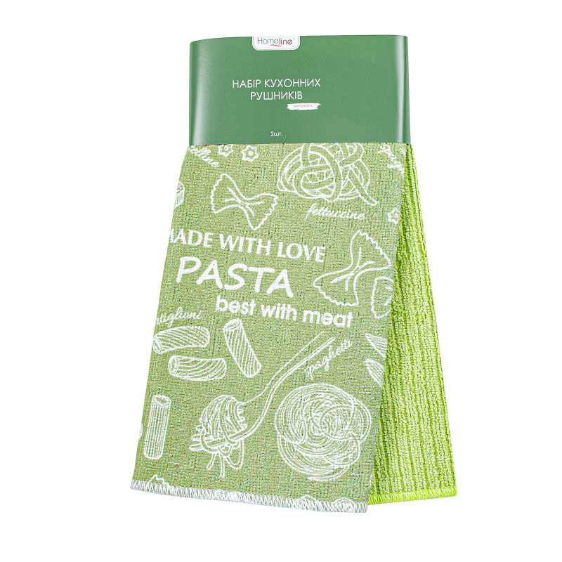 Набір кухонних рушників з мікрофібри "Паста" (світло-лаймовий) 40x60см - 2 шт. 181630
