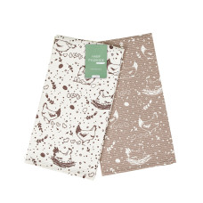 Набір кухонних рушників вафельних "Курочки" (коричневі/капучино) 45x60см - 2 шт. 181431