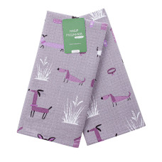 Набір кухонних рушників вафельних "Гав-гав" (сіро-бузковий) 45x60см - 2 шт. 179707