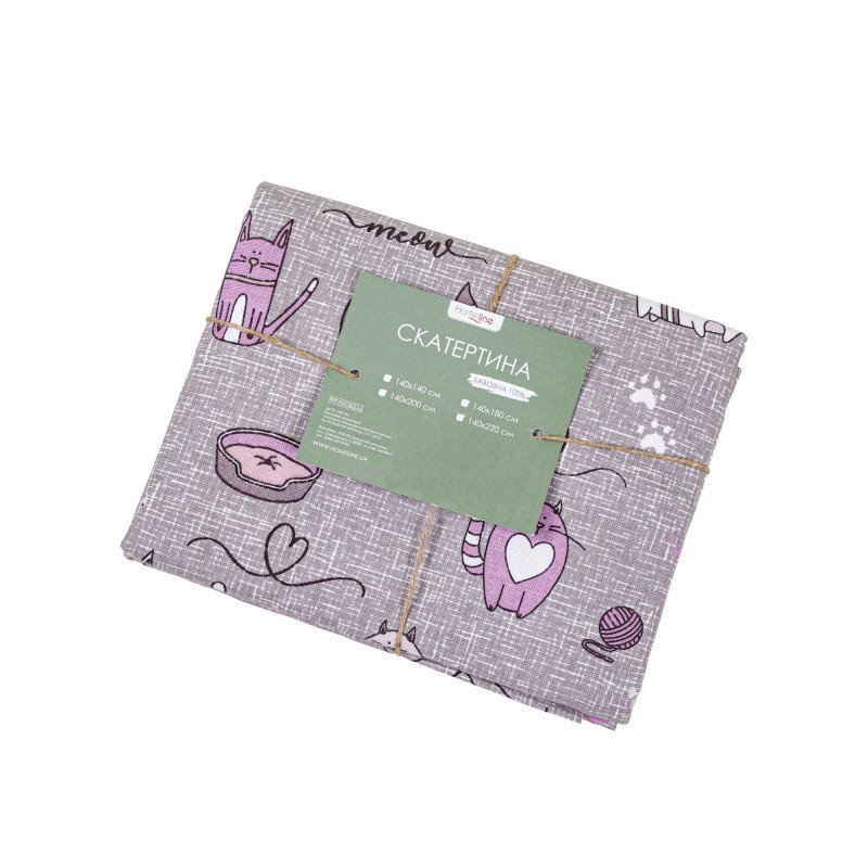 Скатертина Home Line "Кіт на кухні" (сіро-бузковий) 120х150см 175272