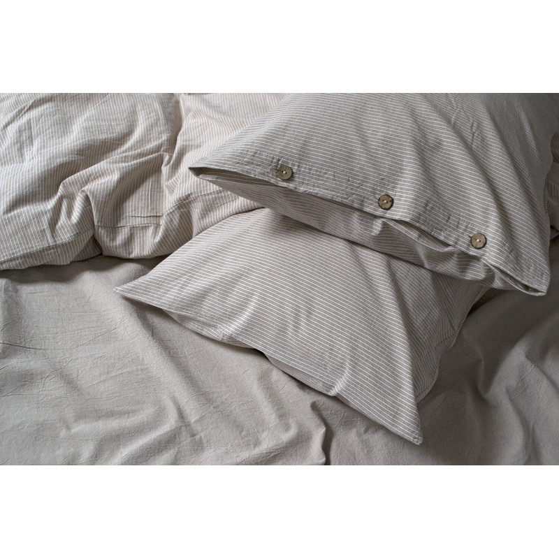 Постільна білизна Lotus Home Washed cotton - Pinstripe kahve-bej євро