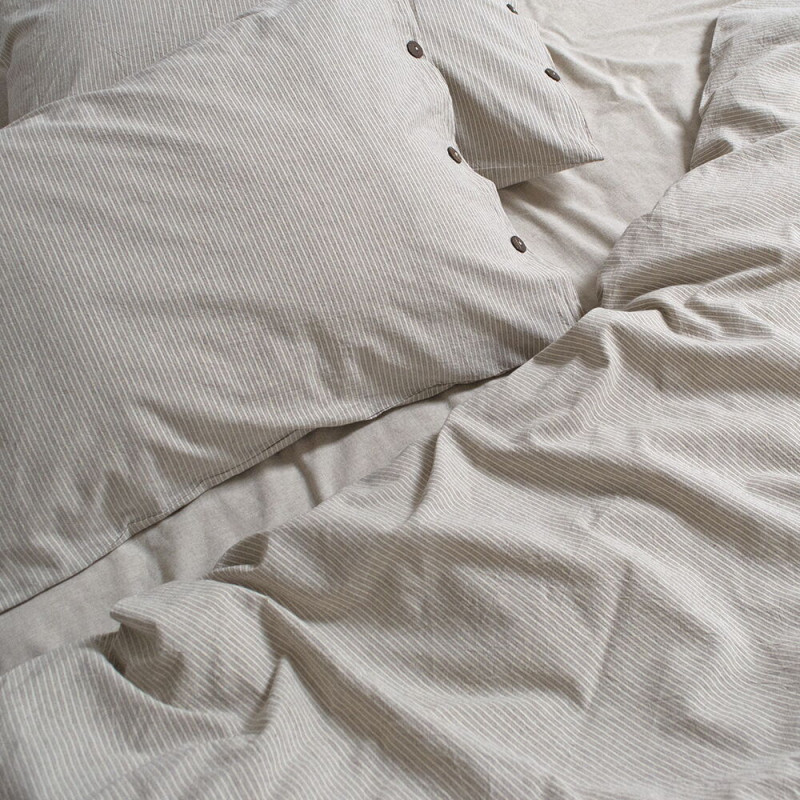 Постільна білизна Lotus Home Washed cotton - Pinstripe kahve-bej євро