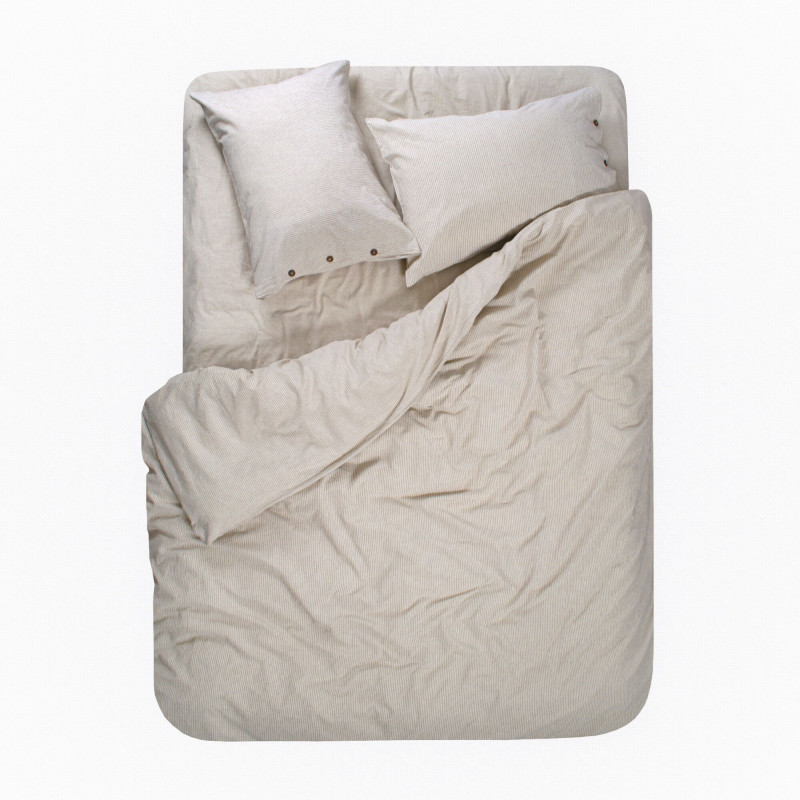 Постільна білизна Lotus Home Washed cotton - Pinstripe kahve-bej євро