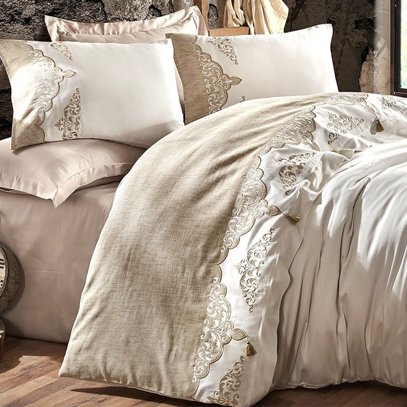 Постільна білизна Dantela Vita сатин з вишивкою - Ceren євро