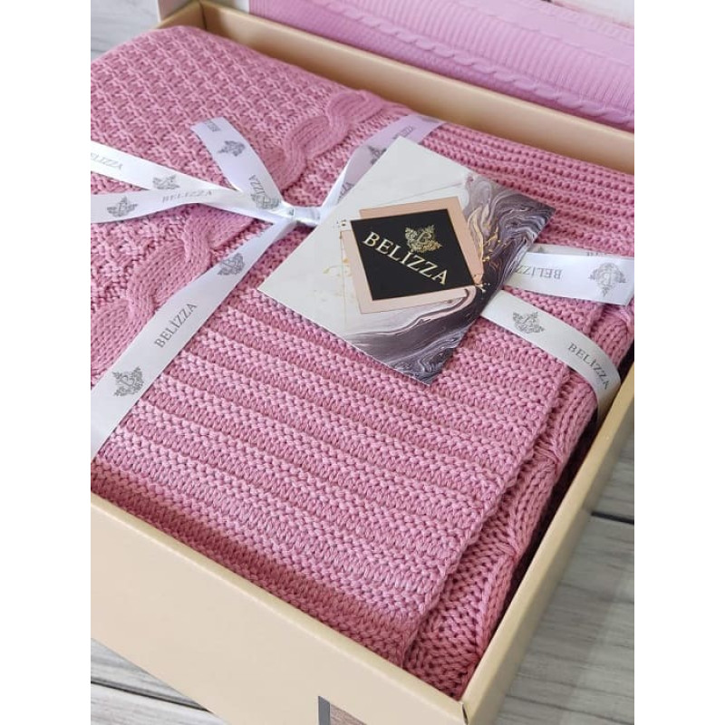 Pembe в'язаний акріловий плед. Belizza Туреччина. (65687)