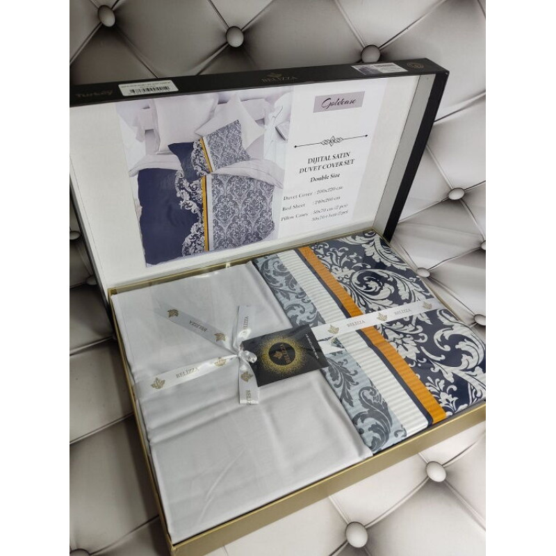 Goldcase сатинова постільна білизна. Євро розмір. Dijital Belizza Туреччина. (49972)