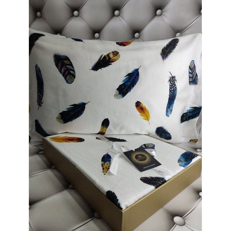 Feather сатинова постільна білизна. Євро розмір. Dijital Belizza Туреччина. (75333)