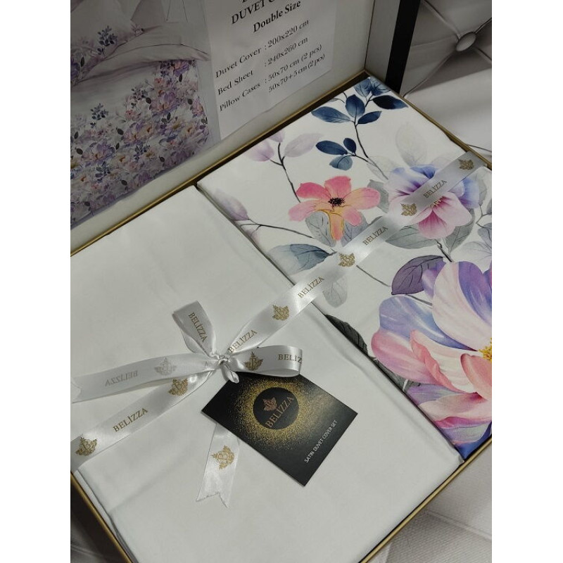 Rozy сатинова постільна білизна. Євро розмір. Dijital Belizza Туреччина. (86704)