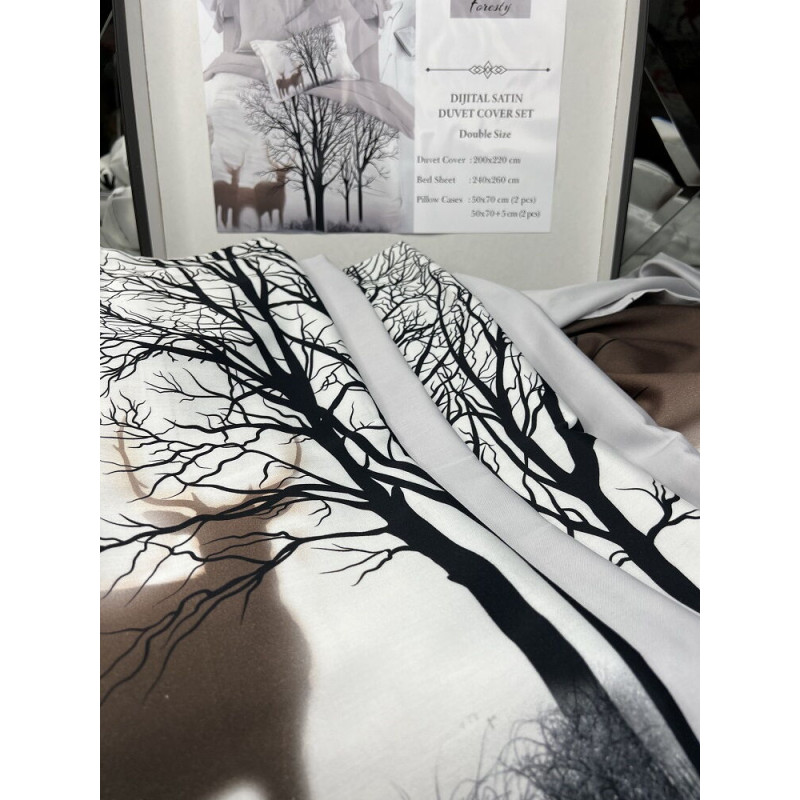 Foresty сатинова постільна білизна. Євро розмір. Dijital Belizza Туреччина. (70030)