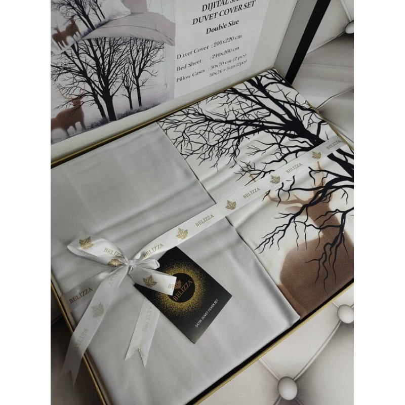 Foresty сатинова постільна білизна. Євро розмір. Dijital Belizza Туреччина. (70030)