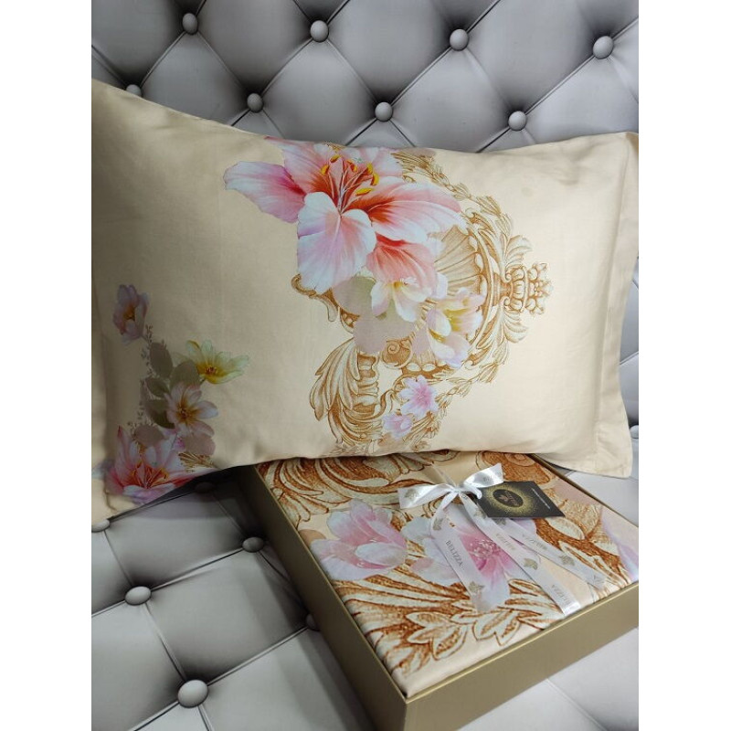 Slowly сатинова постільна білизна. Євро розмір. Dijital Belizza Туреччина. (58808)