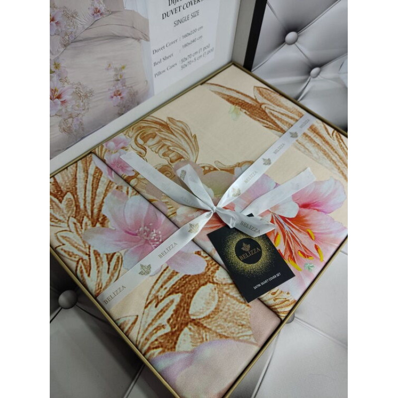 Slowly сатинова постільна білизна. Євро розмір. Dijital Belizza Туреччина. (58808)