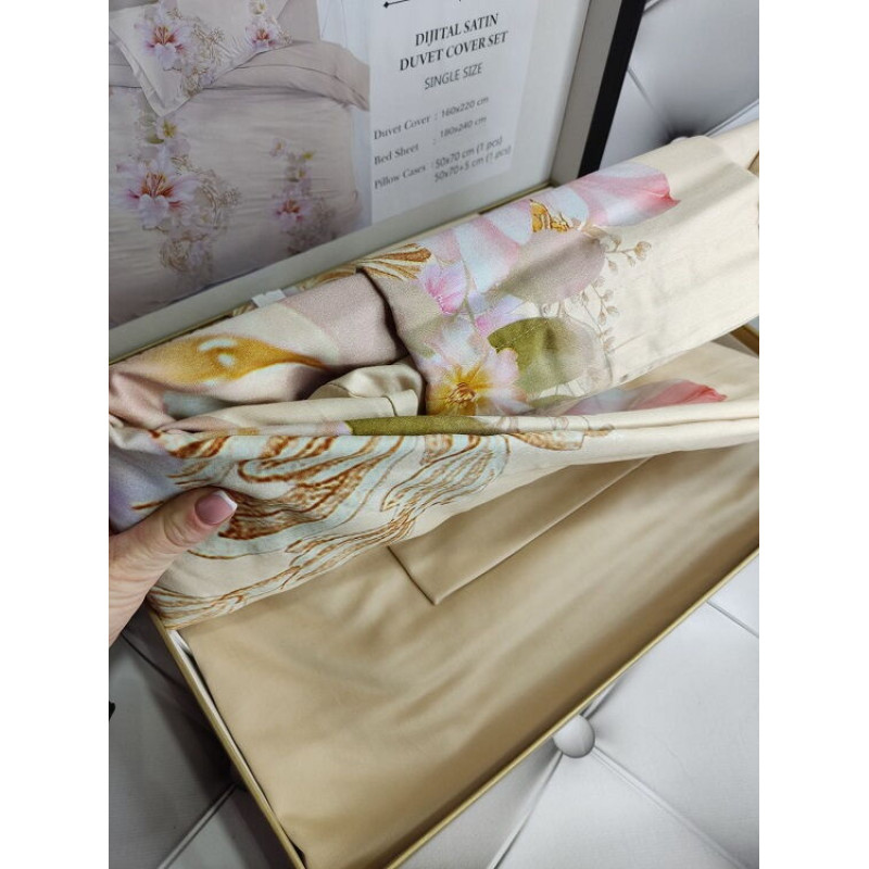 Slowly сатинова постільна білизна. Євро розмір. Dijital Belizza Туреччина. (58808)