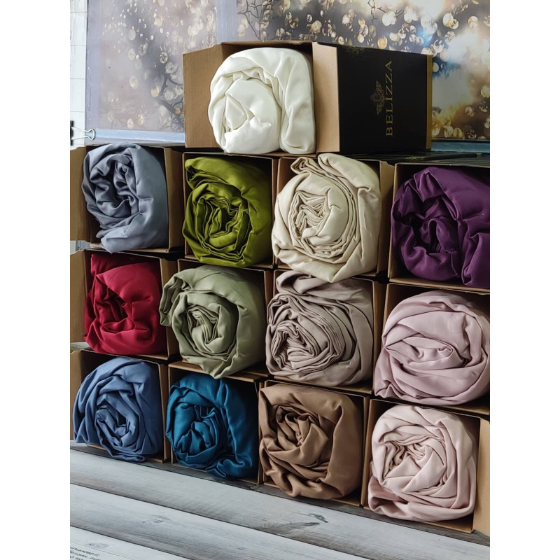 Krem 100х200см., сатинове простирадло на резинці. Belizza Туреччина. (33890)