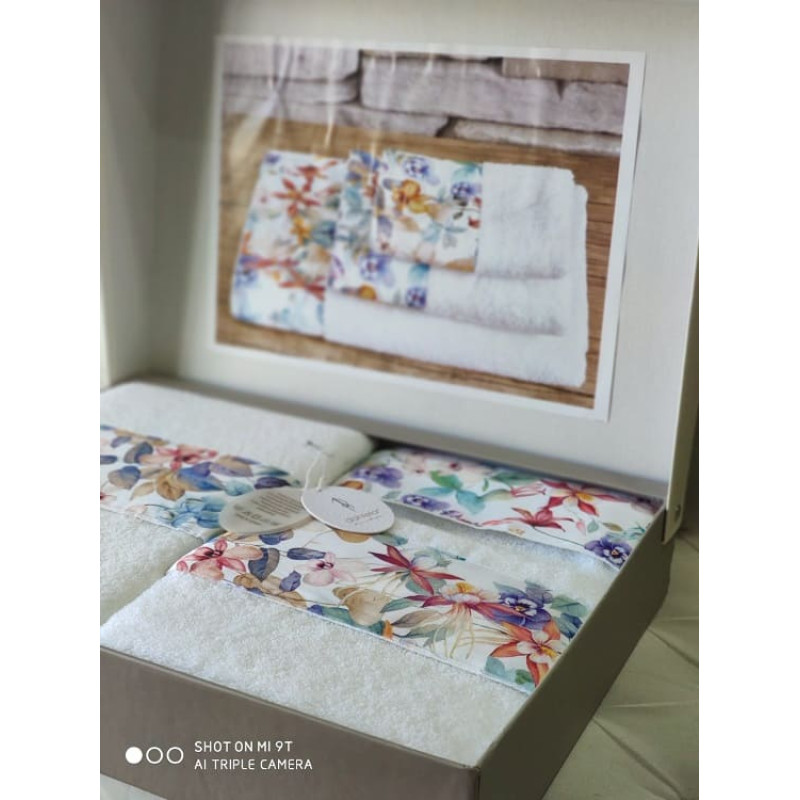 9520 3в1 подарунковий набір рушників. 500 г/м2. Бавовна. Dantela Туреччина (30738)