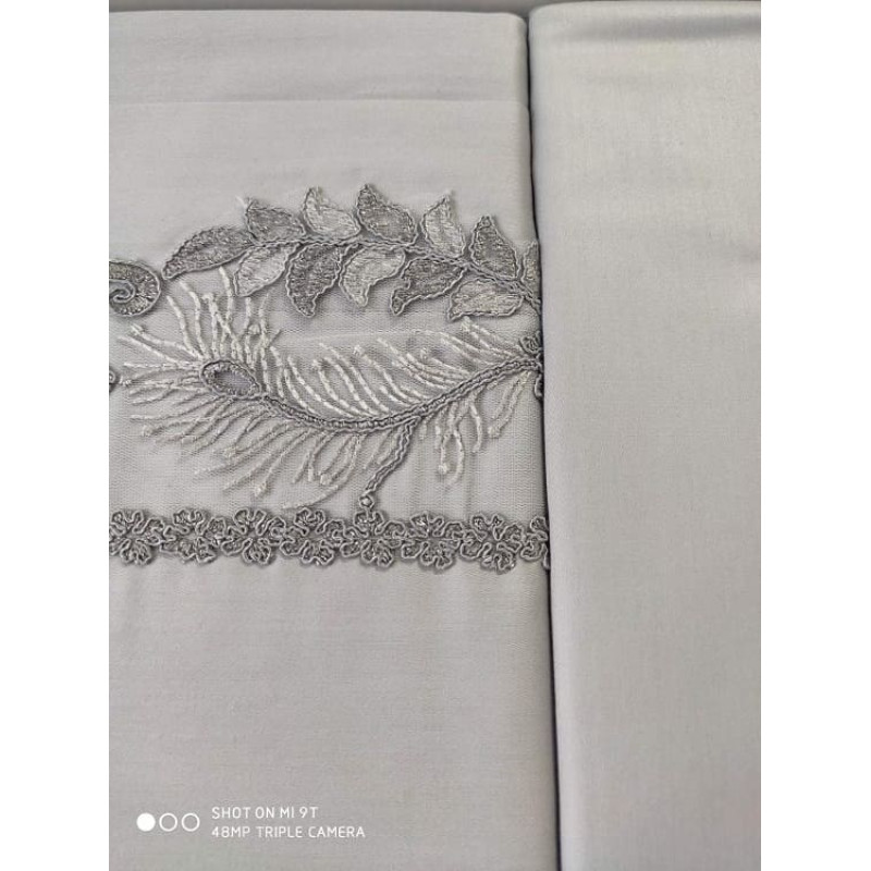 Inci antrasit сатинова постіль з гіпюром. Dantela Туреччина. (14333)