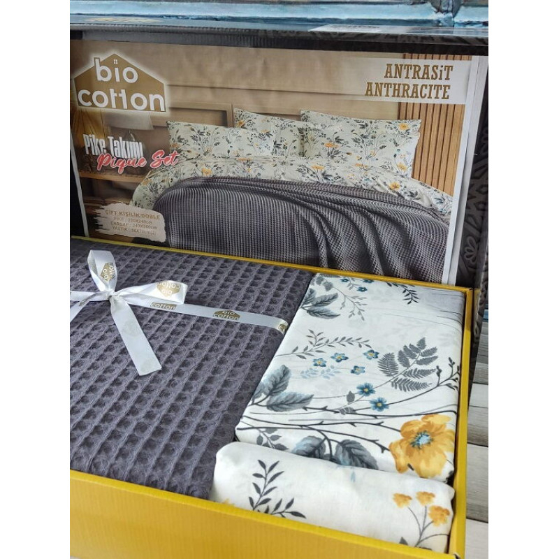 Antrasit Літній набір з вафельним покривалом. Bio Cotton Туреччина (36730)