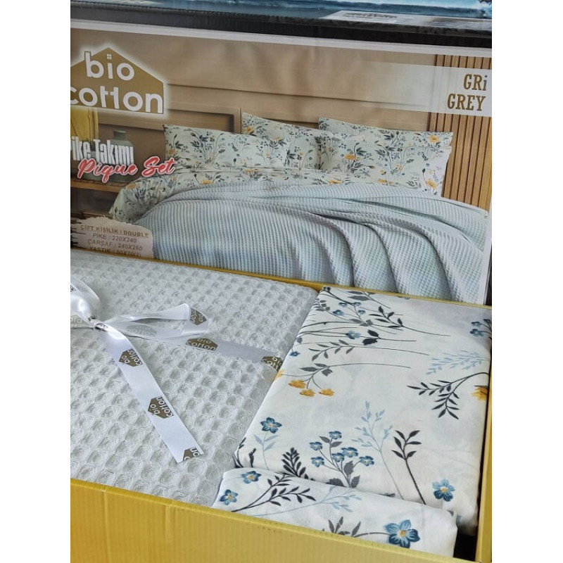 Gri Літній набір з вафельним покривалом. Bio Cotton Туреччина (28228)