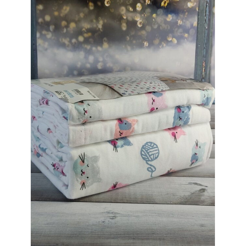 Cats полуторна фланелева постіль. Cotton collection Туреччина (75919)