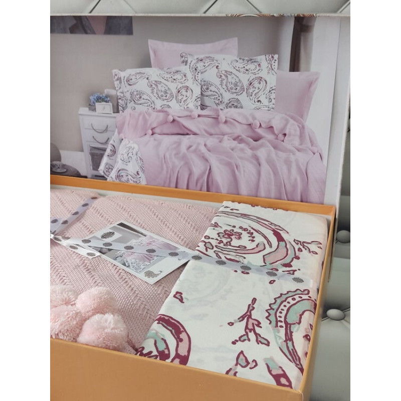 Pembe літнія постільна білизна з покривалом. Бавовна. First class Туреччина (15792)