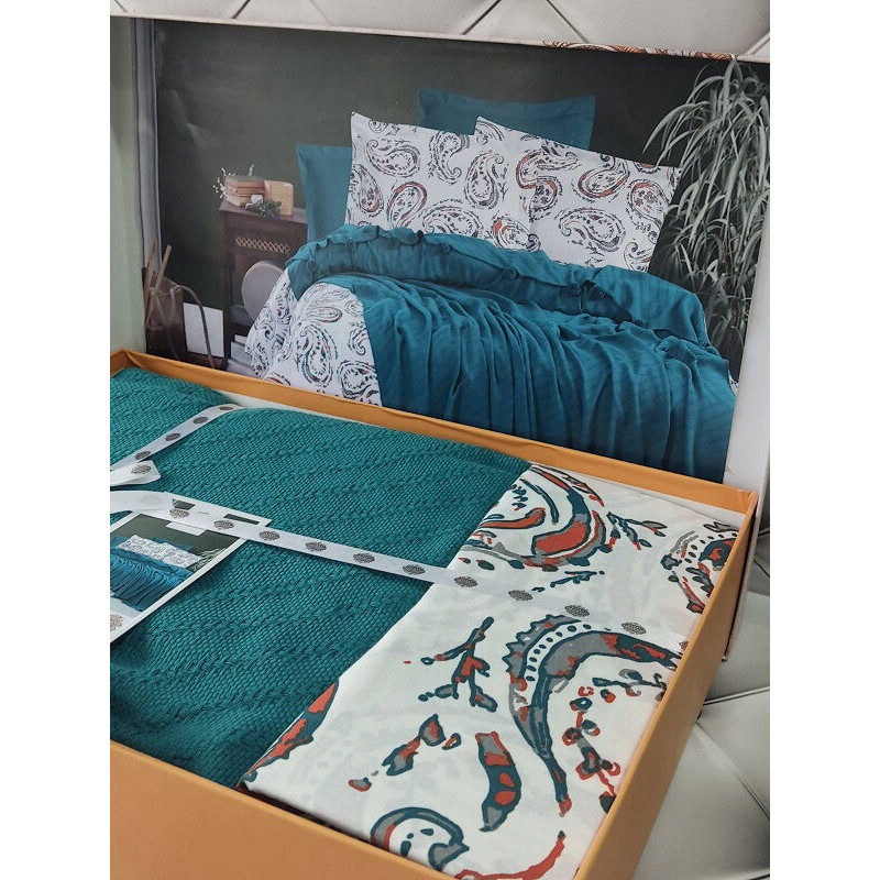 Petrol літнія постільна білизна з покривалом. Бавовна. First class Туреччина (10063)