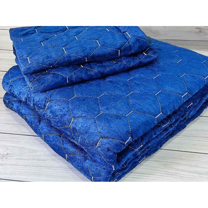 Lizbon lacivert покривало 250х260см. наволочки 50х70см. Велюр. Туреччина Miss Bella (86128)