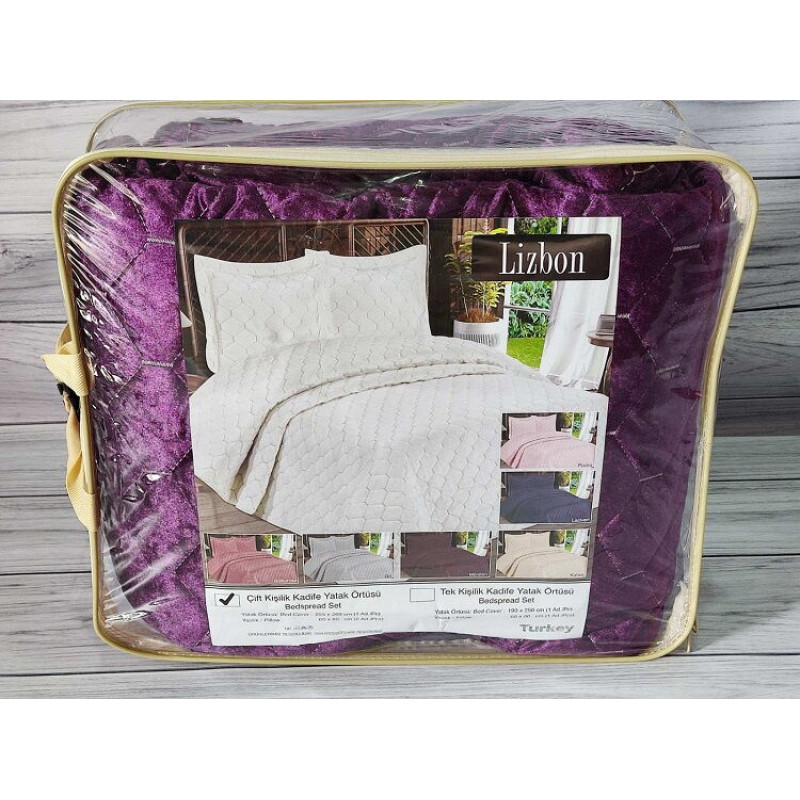 Lizbon murdum покривало 250х260см. наволочки 50х70см. Велюр. Туреччина Miss Bella (87279)
