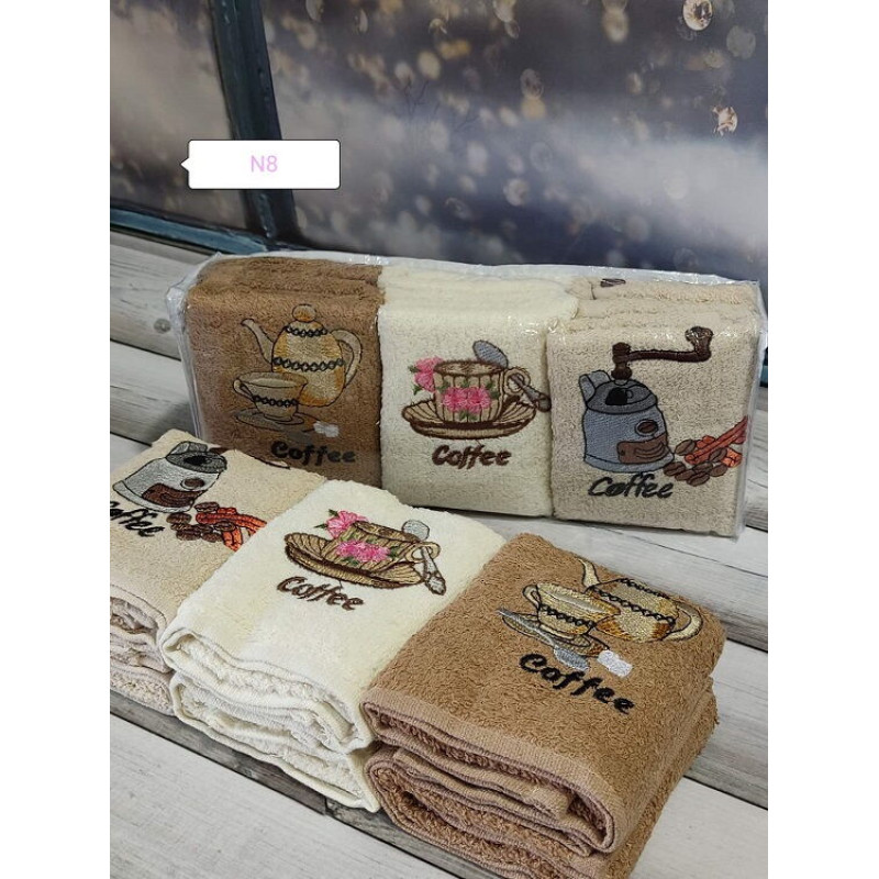 Mame Kofe 30х50см., 6 шт/уп. Кухонні рушники. ПВХ упаковка. (55354)